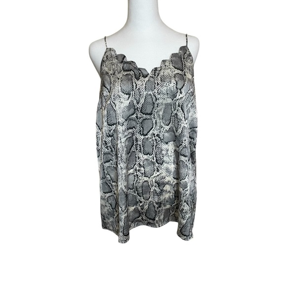 Jodifl Snakeskin Print Black Gray Cami Tank Scalloped Neckline Medium Reputation - Picture 1 of 9